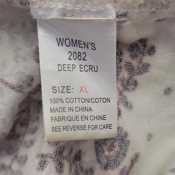 🛍Woolrich Vintage Cream Floral Long Sleeve Collar Button‎ Down Cotton Womens XL - Picture 4 of 11